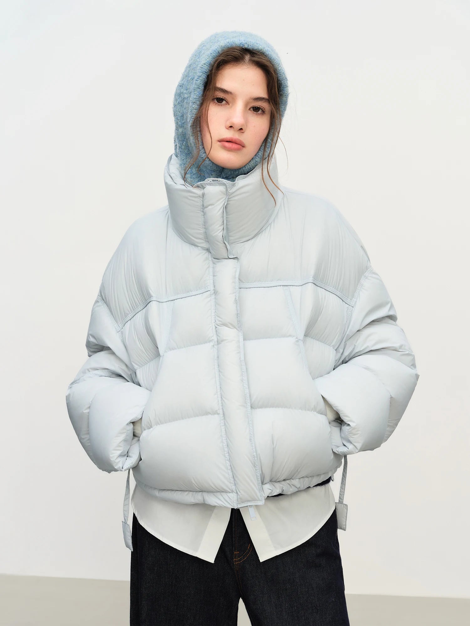 Winter 2025 Women Cloud-Like Puffer Coat - Stand Collar Short Down Jacket Lazy Chic Style Glossy Finish for Casual Comfort
