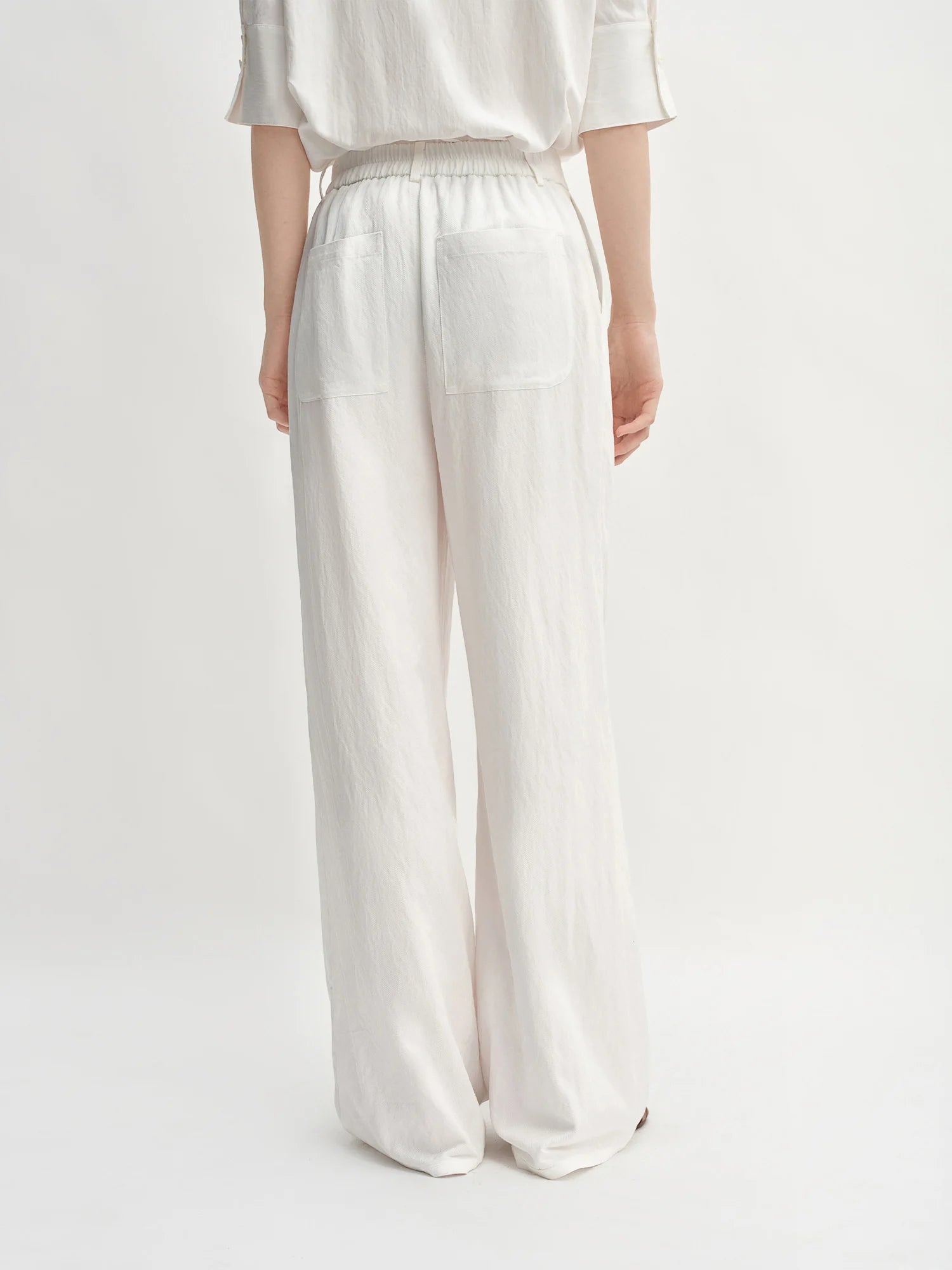 DUSHU Autumn 2025 Relaxed Fit Pants - Elasticated Waistback Flared Leg Casual Bottoms Office Chic Women Trousers