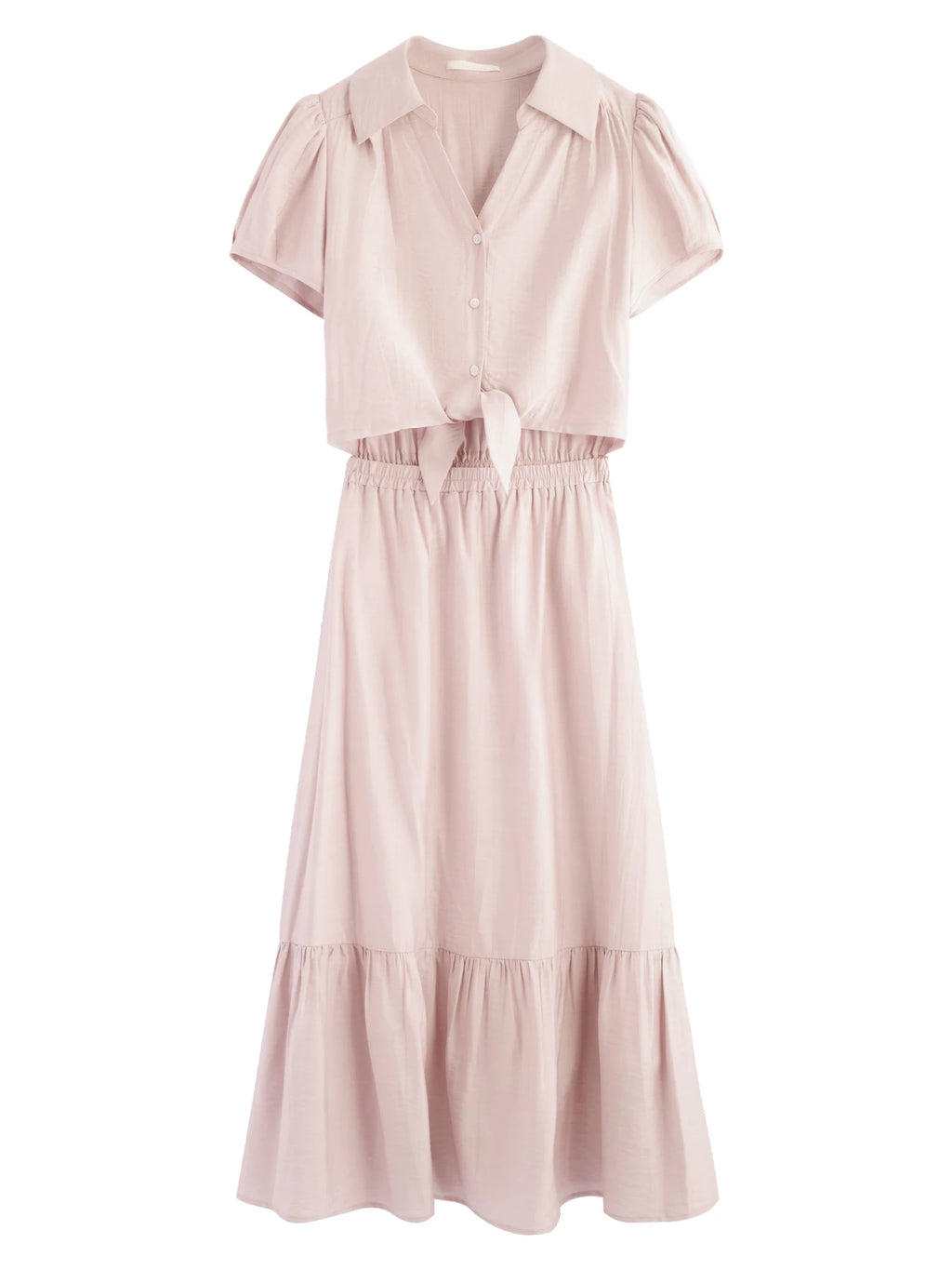 FSLE 2025 Summer French Style Dress Women's High Waist Vacation Dress Lapel Casual Elegant Midi Dress Trendy