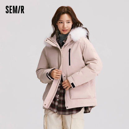 Semir Down Jacket Women Mid-Length 2024 New Winter Loose Down Jacket