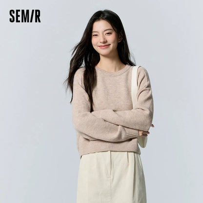 Semir Sweater Women Short Insert Shoulder Sleeve Oversize Winter 2024 New Gentle Plain Color Sweater