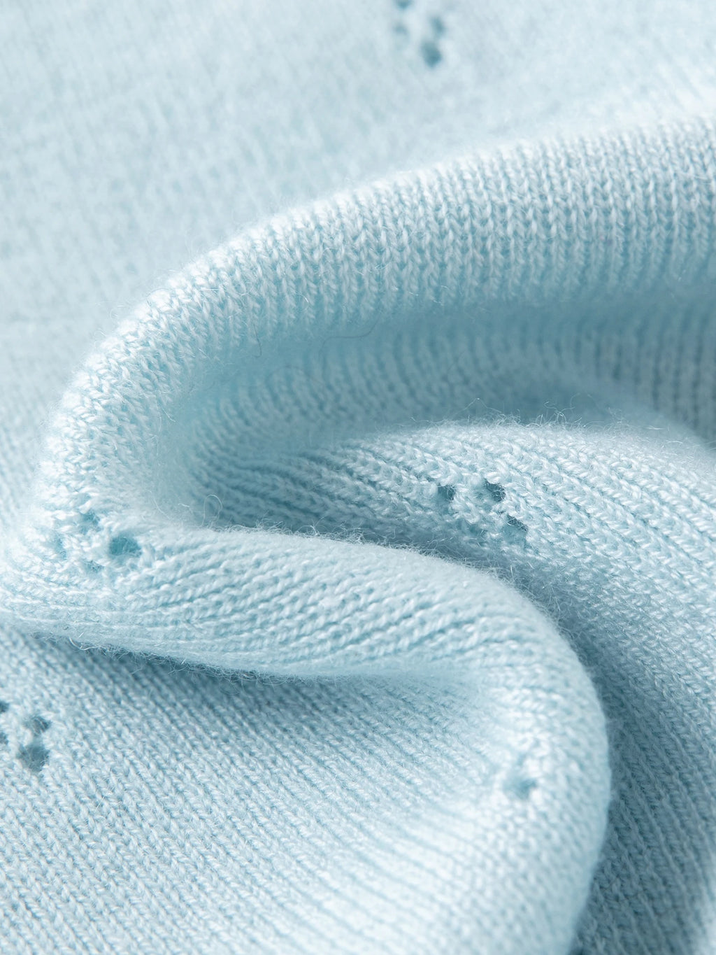 DUSHU Autumn 2025 Women's Round Neck Knit Top - Eyelet Trim Lace Edge Ribbed Texture Office Casual Blouse with Loose Fit