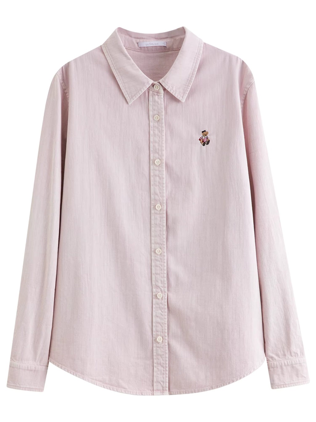 Plus Size Women's Denim Shirt with Bear Embroidery American Retro Style Autumn Winter 2025 Slimming Fit Casual Top Blouse