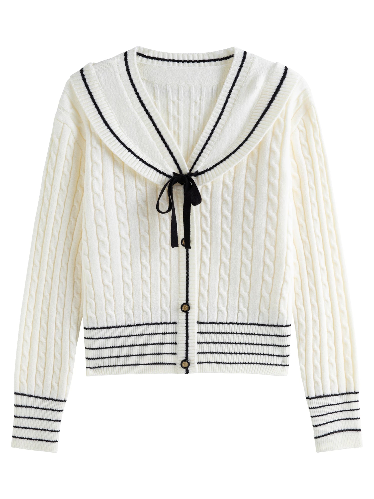 DUSHU Women Black and White Collision Vintage Style French Knit Sweater 2024 Winter New Versatile Casual Tops 24DS84156