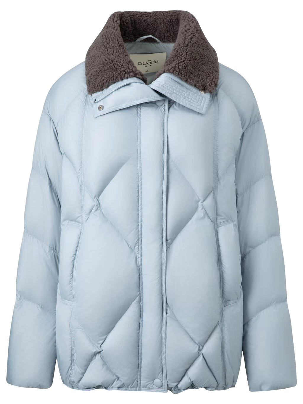 Furry Lapel Quilted White Duck Down Coats Women Casual Daily Retro Simple Loose Short Warm Coat Contrast Color Girlish BF