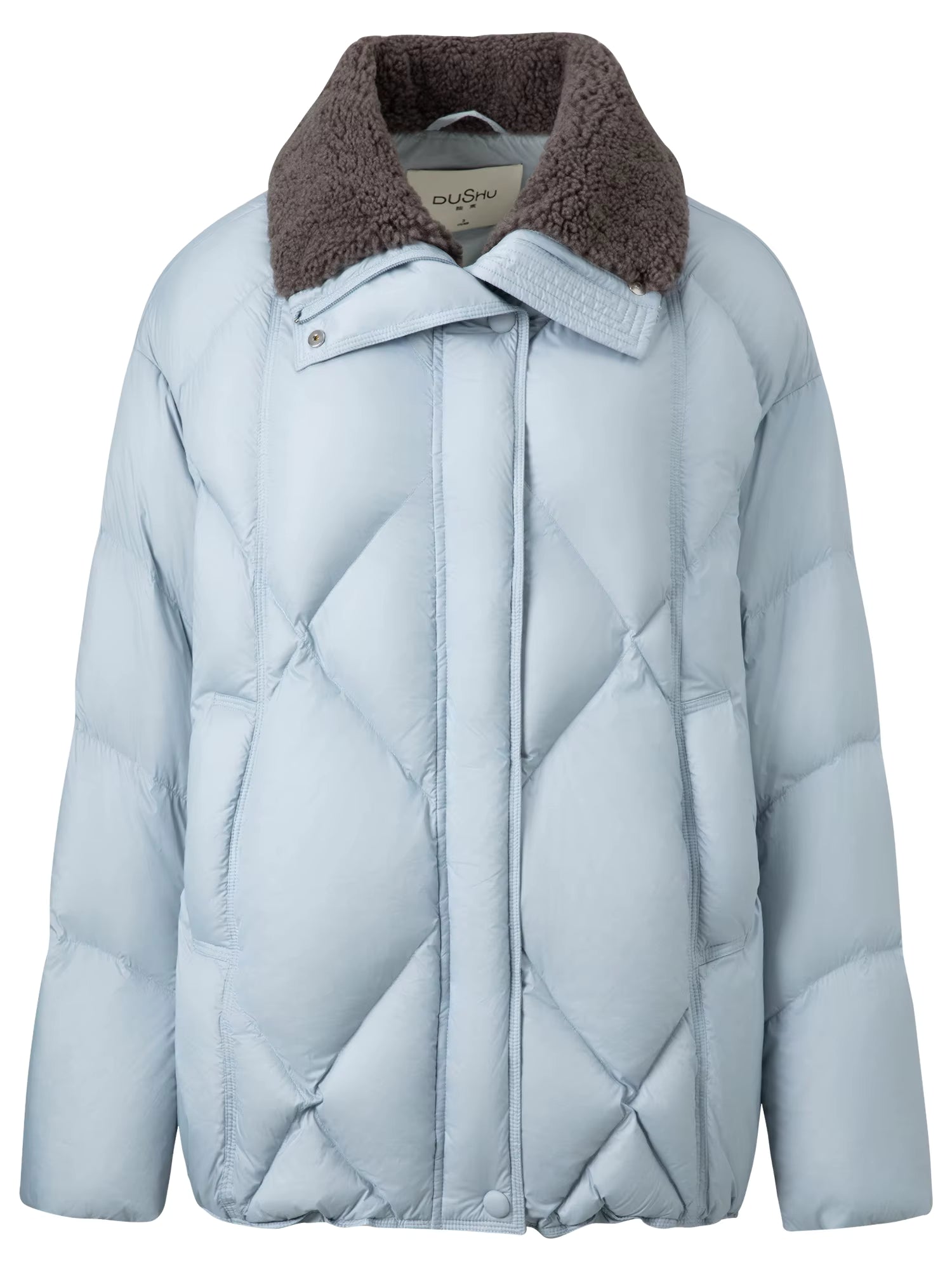 Furry Lapel Quilted White Duck Down Coats Women Casual Daily Retro Simple Loose Short Warm Coat Contrast Color Girlish BF