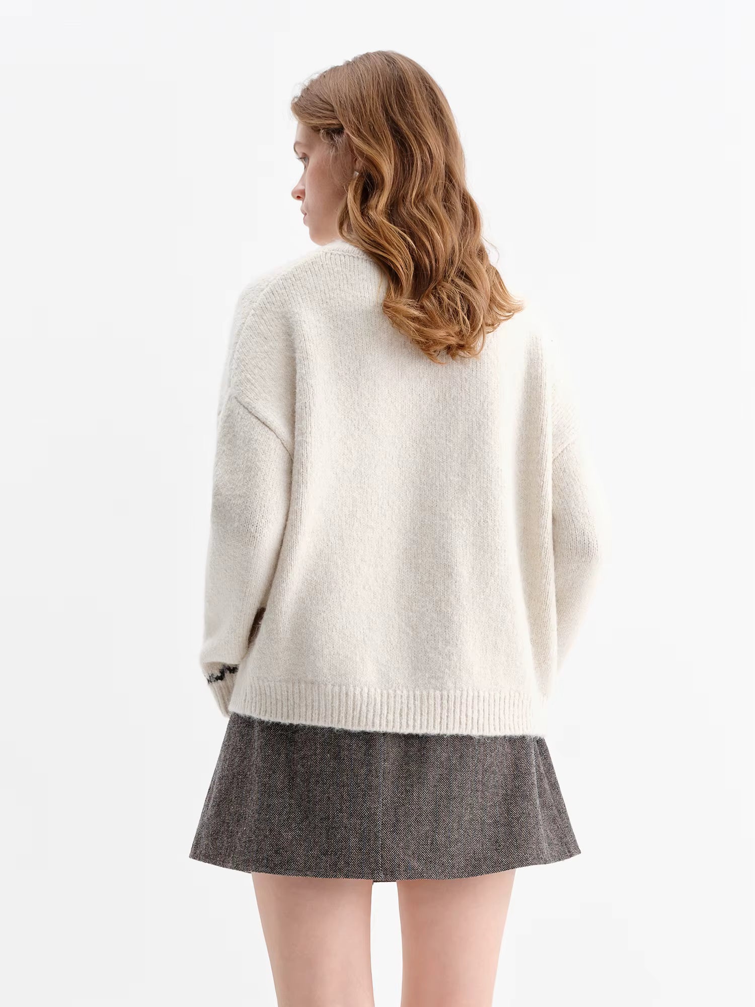 Vintage Fair Isle Jacquard Knit Sweater for Women 2025 Winter New Arrival Semi Open Front Zip-Up Pullover Winter Sweaters