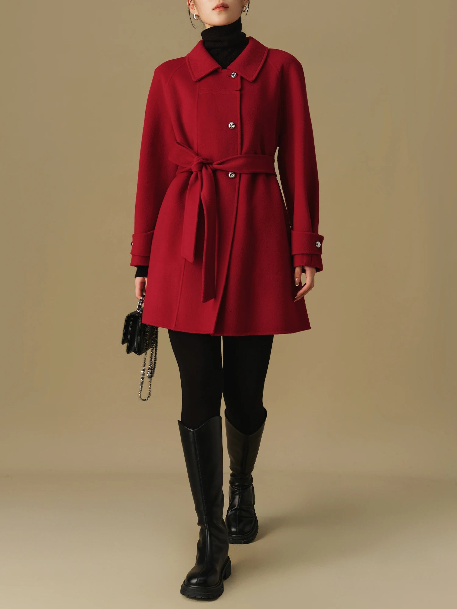 DUSHU Women's Single Breasted Coat 2024 Winter New Product Fashion Elegant Temperament Woolen Coat for Women 24DS84125