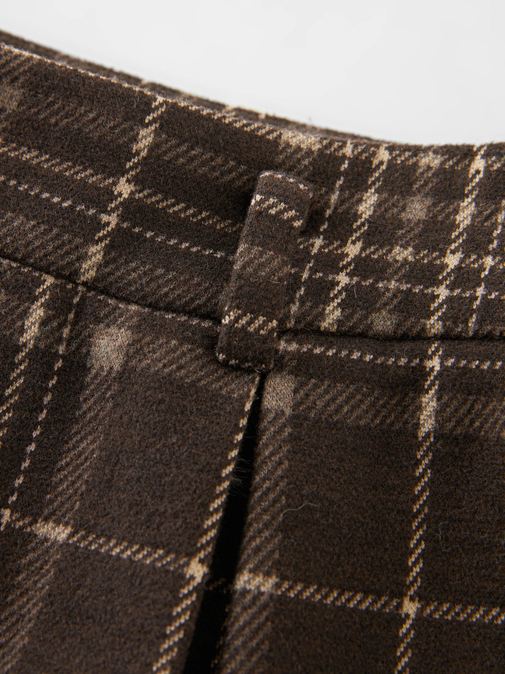 FSLE Office Lady American Retro Plaid Casual Pants for Women Brown 2024 Autumn Winter New Straight Leg Pants 24FS14560