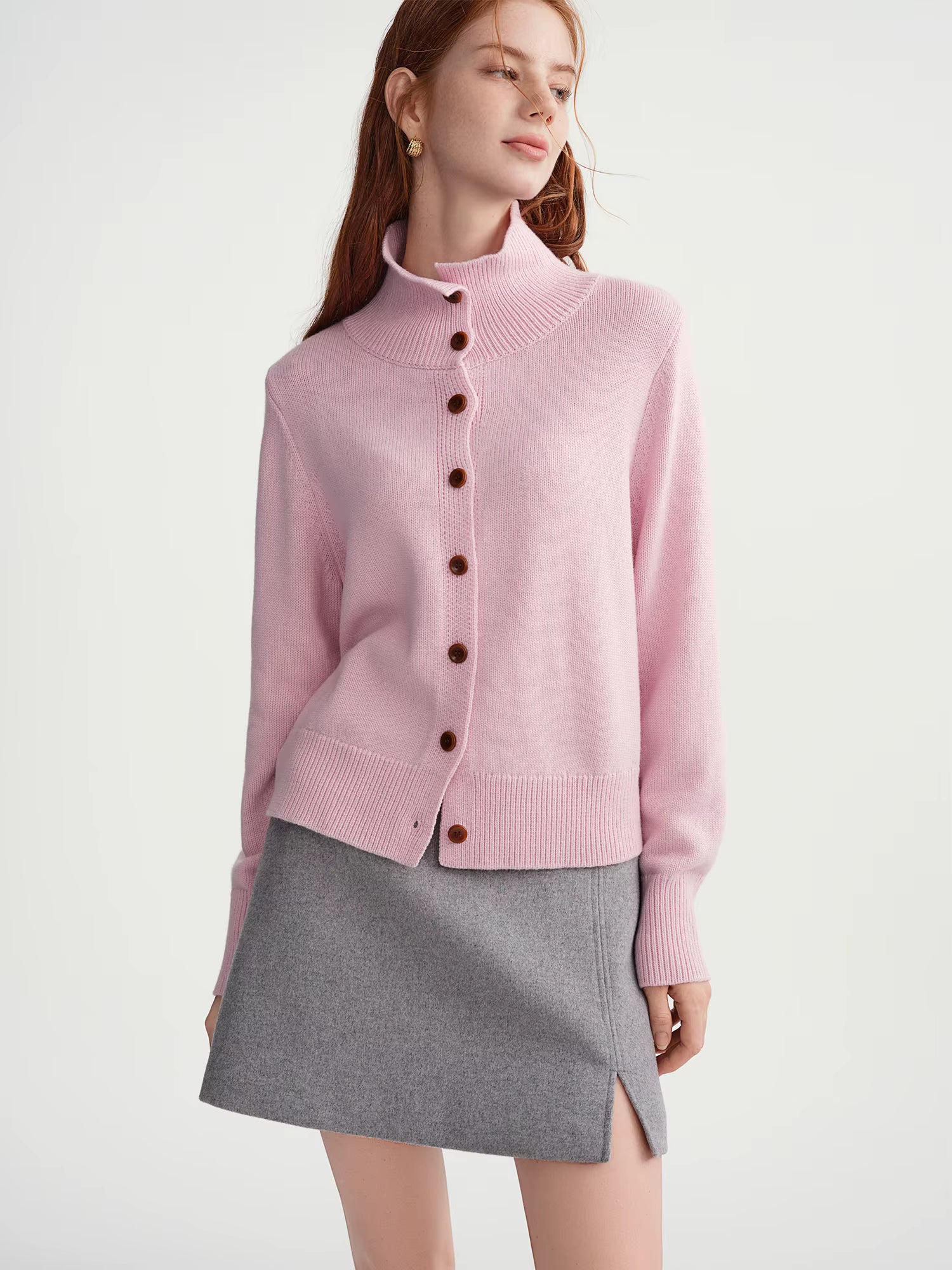 Simple Wool Knitted Cardigan Women 2025 Winter Multi Candy Color Ribbed Sweater Stand Collar Soft Warm Ins BF Tops Casual