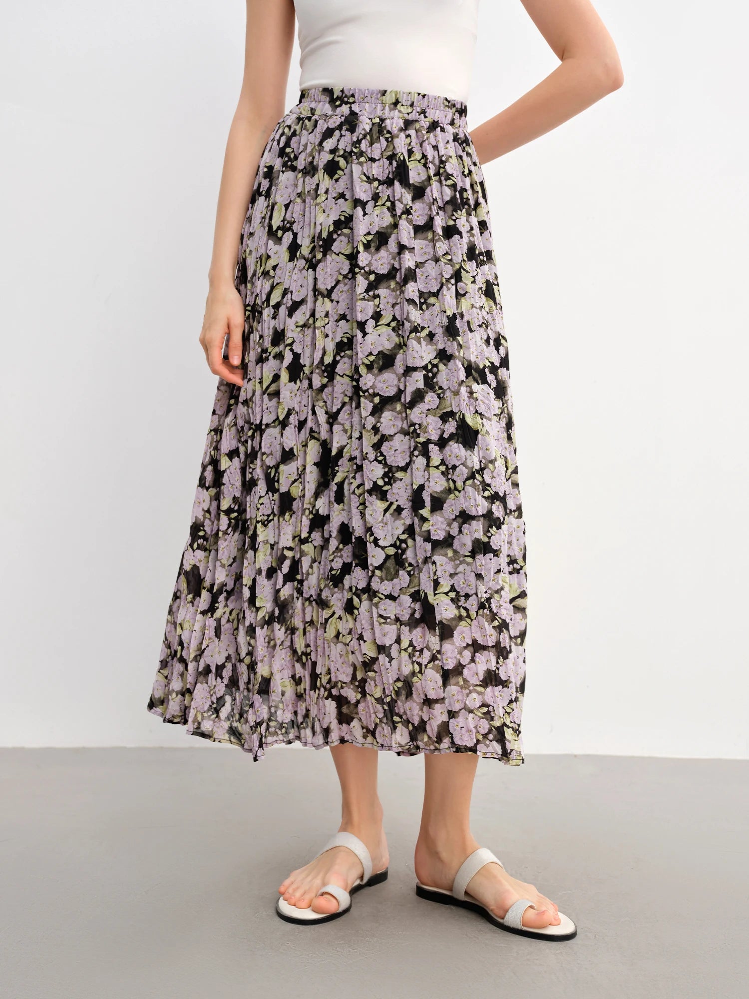 DUSHU Summer 2025 Textured Midi Skirt - Vintage Relaxed Fit Flowy Maxi Skirt with Elastic Waist for Resort to Office