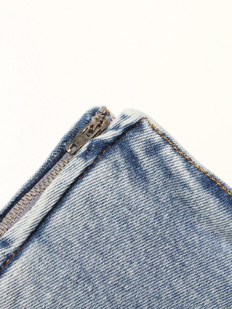 TWOTWINSTYLE Denim Solid Shorts Skirts For Women High Waist Patchwork Irregular Hem Streetwear Short Pants Female Clothing 2022