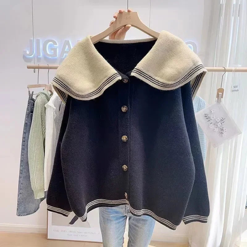 Women's Knitted Cardigan Sweater Cropped Top Thickened Milk System Idle Style Slimming Fashion Trendy Autumn Winter 2024