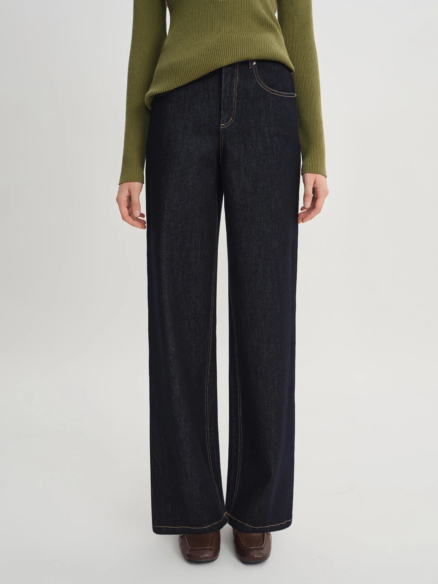 DUSHU 2025 Women's Straight Leg Jeans - High Waist Stretch Denim Pants Dual Fit for Apple & Pear Body Autumn Casual Trousers