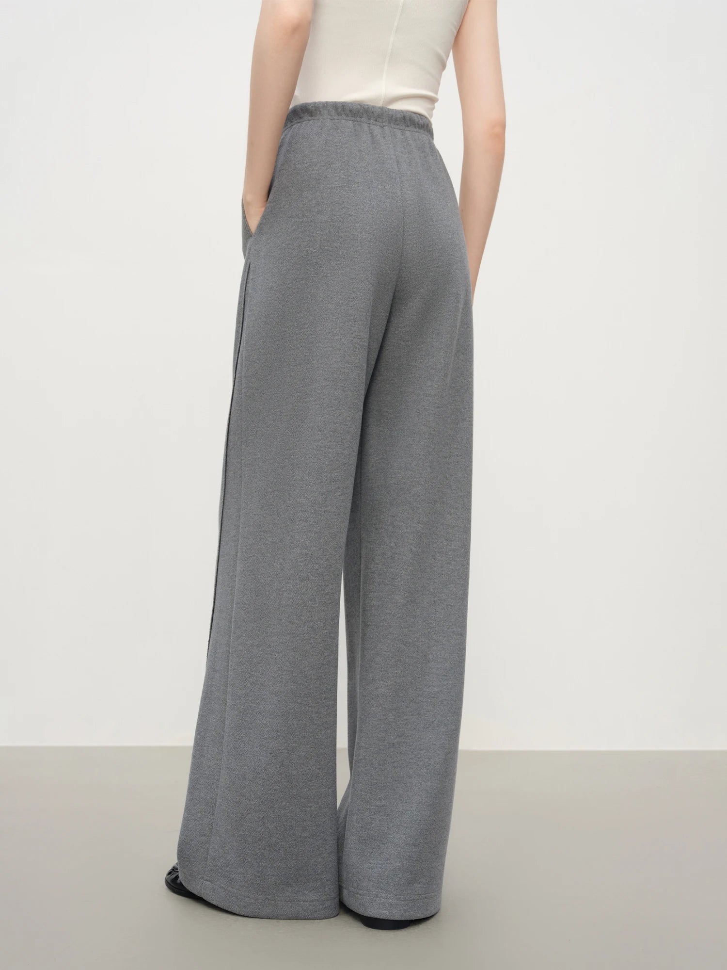 FSLE Relaxed Lazy Straight-leg Versatile Knitted Casual Pants Women Solid 2025 Winter New Slim Pants