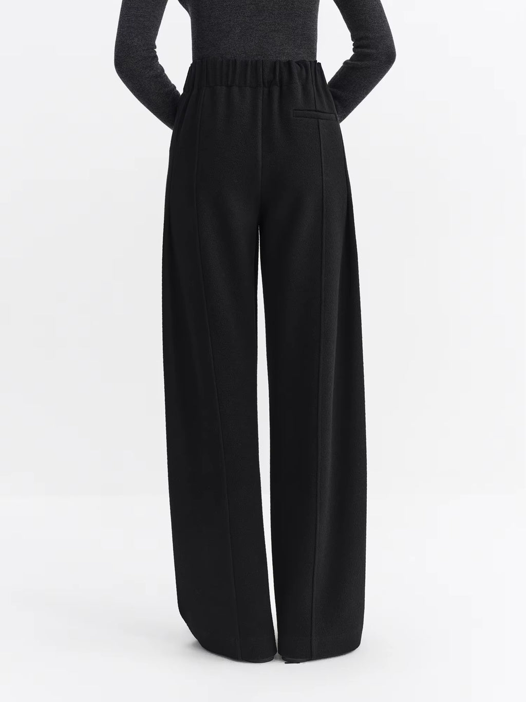 2025 Winter Women's High Waist Wide Leg Pants with Acetate Wool Feel Fabric - Flowy Straight Cut Trousers for Casual