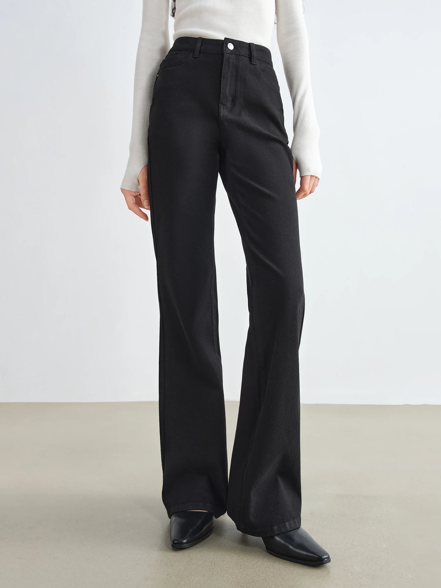ZIQIAO Retro Denim Flared Pants for Women 2025 New Style High Waist Long Pants