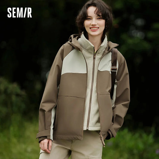 Semir Coat Women Rainproof Moisture Permeable Windproof Stain-Resistant Abrasion-Resistant Anti-Static Autumn Two-Piece Jacket