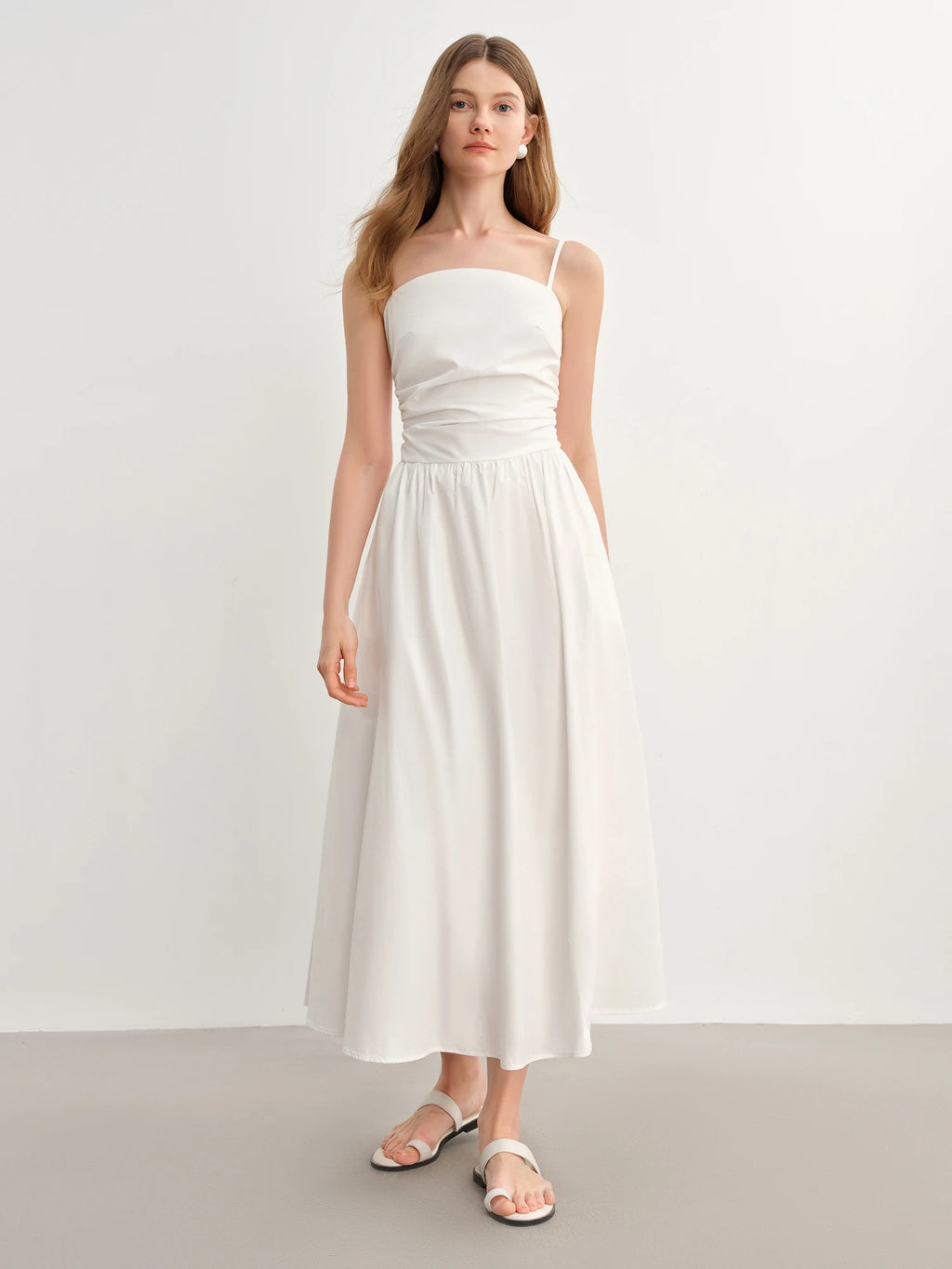 DUSHU Plus Size Women French Vintage Chic Dress 2025 Summer New Arrival Waist Flattering Strapless Dress