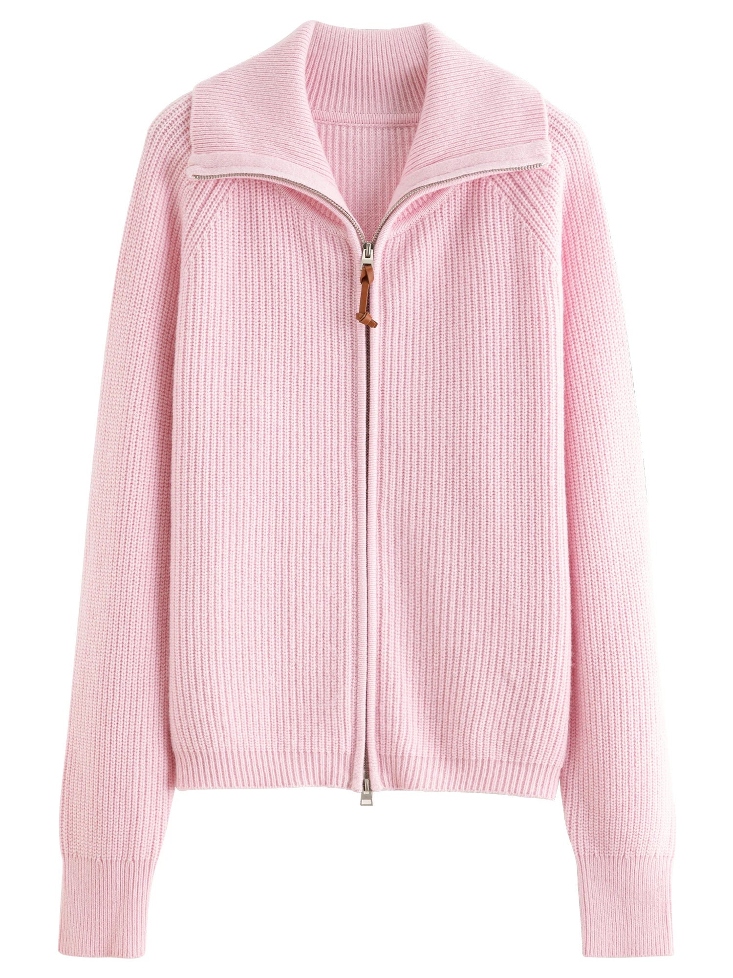 FSLE Women Relaxed Fit Oversized Wool Blend Knit Cardigan Coat Fall Winter 2025 New Style Zipper Front Outerwear Top for Casual