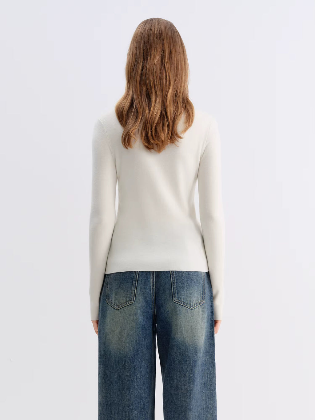 2025 Winter Women's Mulberry Silk Wool Blend Knit Top - Asymmetric Bias Cut Design Base Layer for Casual Comfort