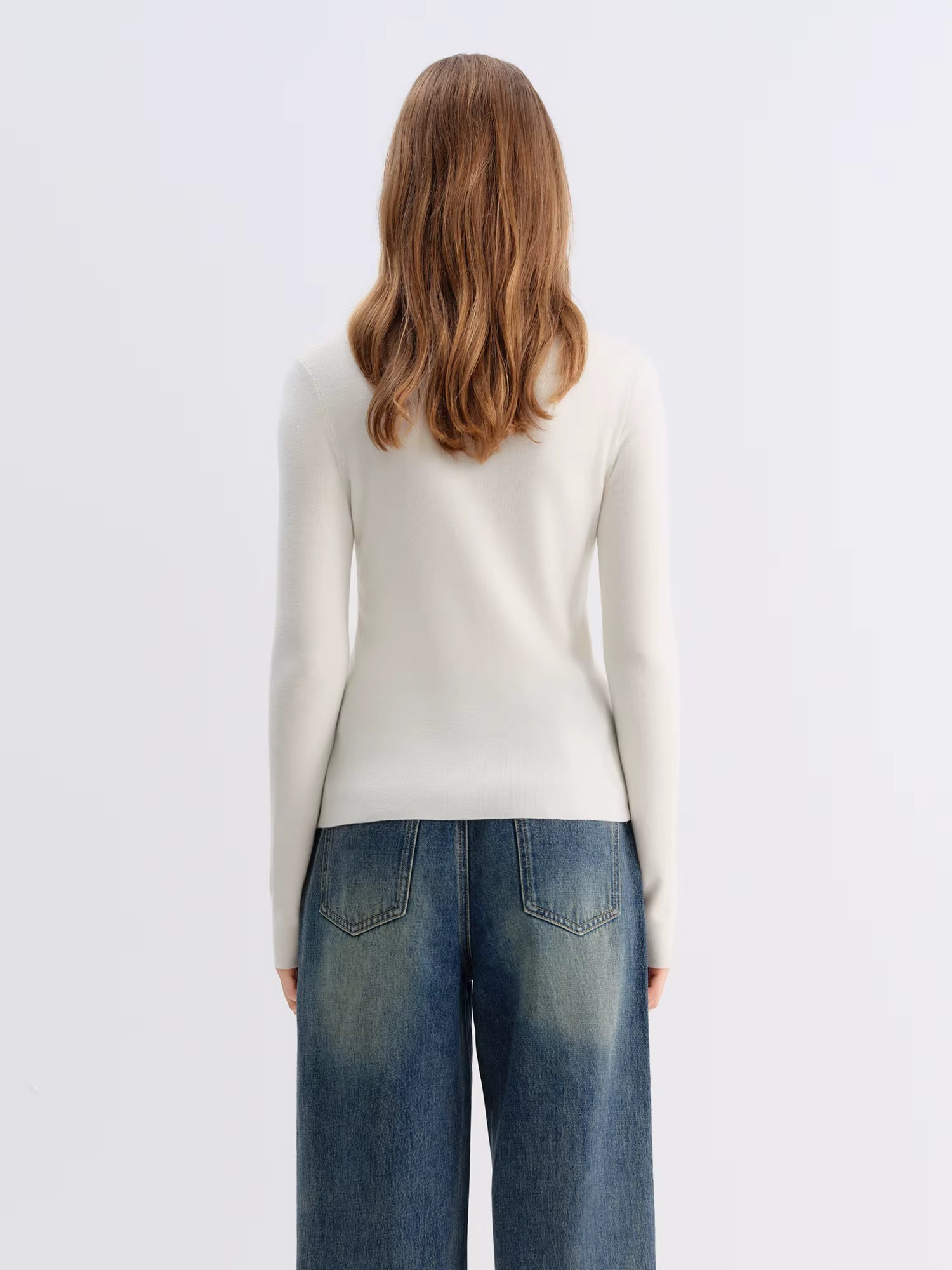 2025 Winter Women's Mulberry Silk Wool Blend Knit Top - Asymmetric Bias Cut Design Base Layer for Casual Comfort