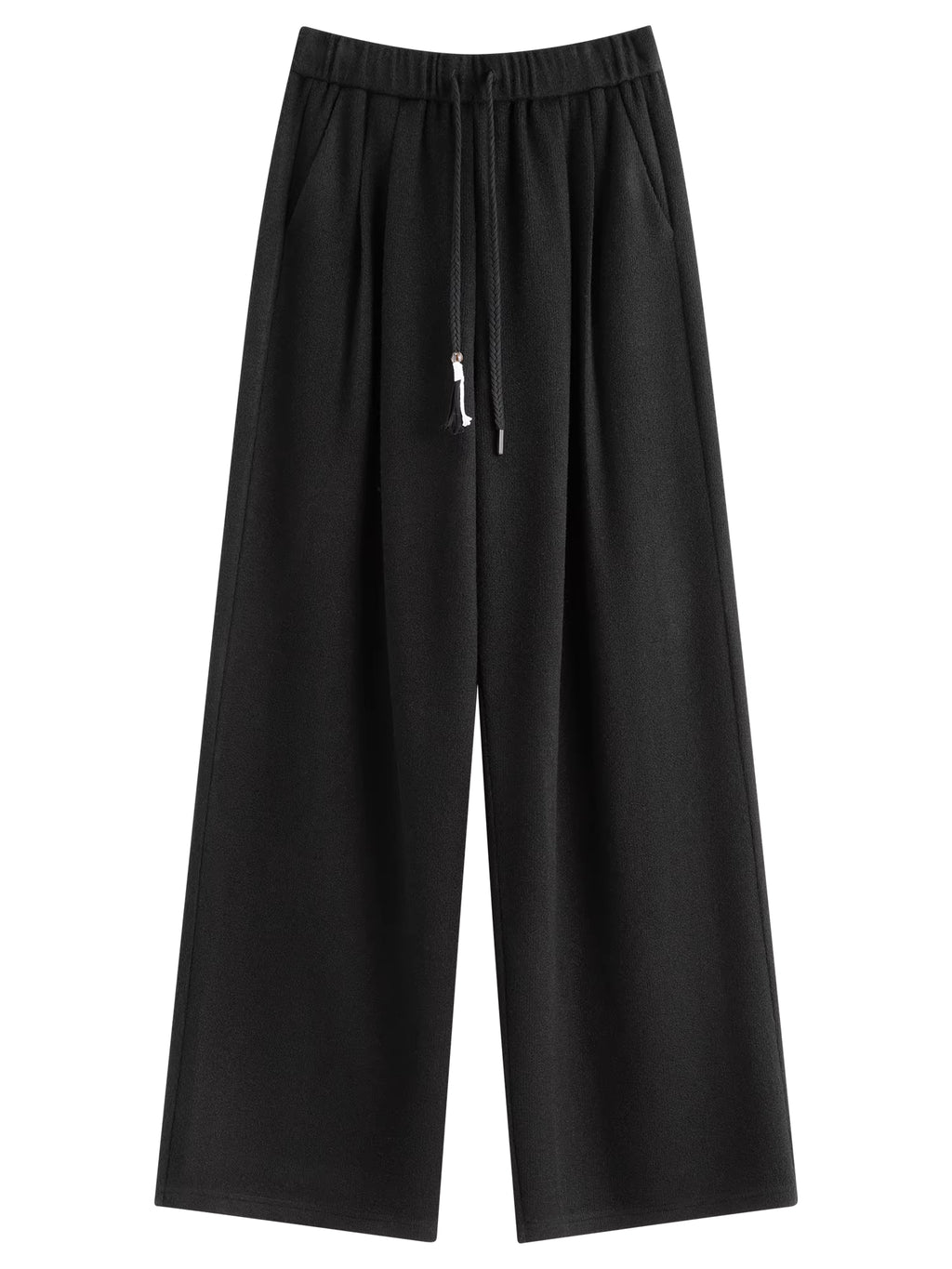 Elegant Wool Rice Dumpling Pants with Elastic Waist Drawstring Straight Cut Casual Winter Pants for Women 2025 New Arrival