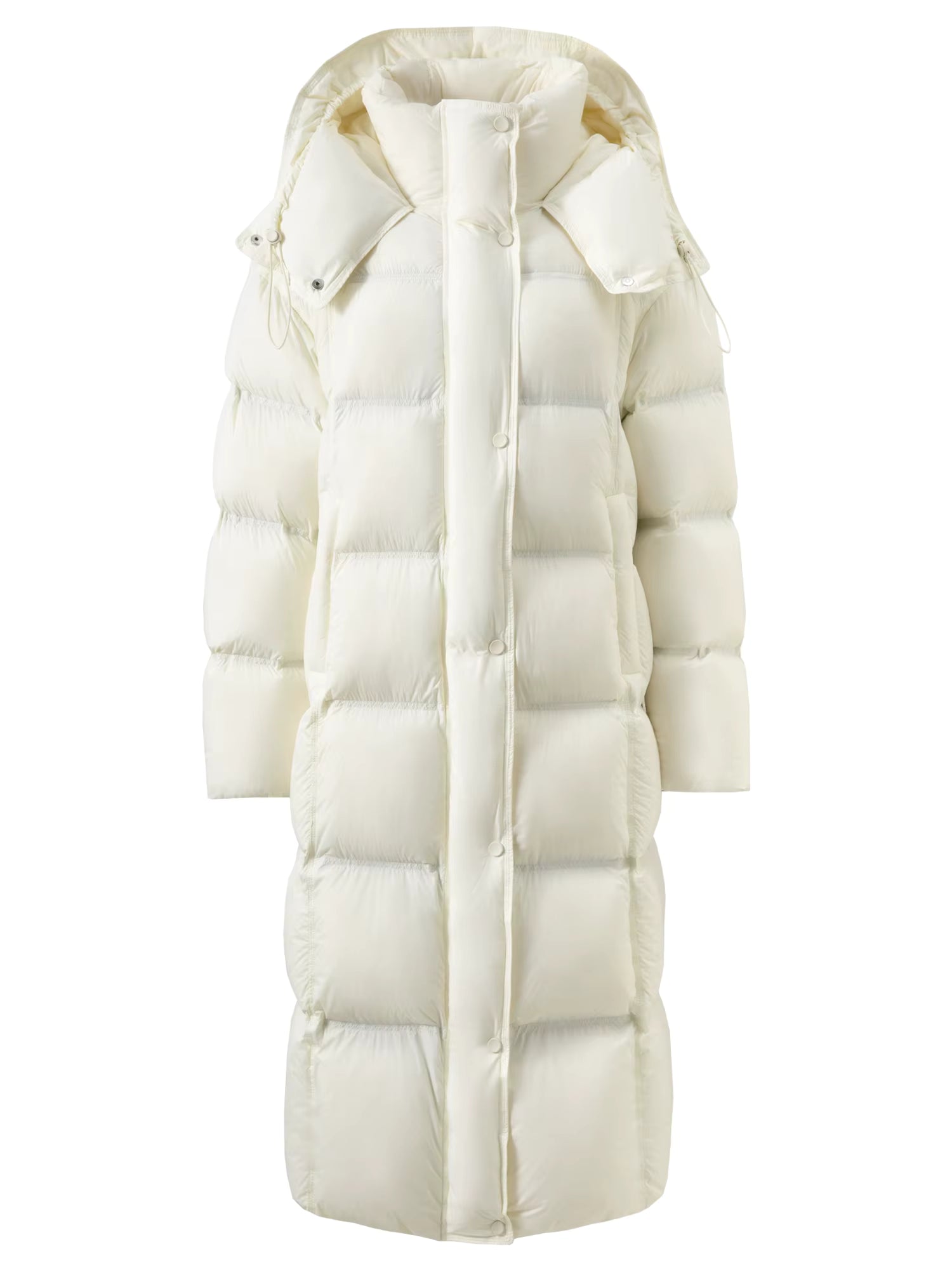 Winter New Women's Long Puffer Down Coat with Hood Two-Tone Color Block Thermal Insulated Jacket Heavy Warm Outerwear