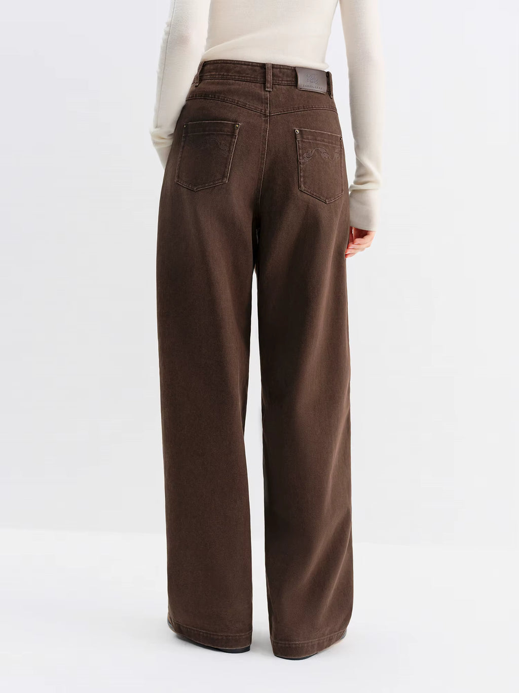 2025 Winter Women's Vintage Washed Embroidered Banana Jeans Curved High Waist Wide Leg Trousers Slim Fit Retro Pants