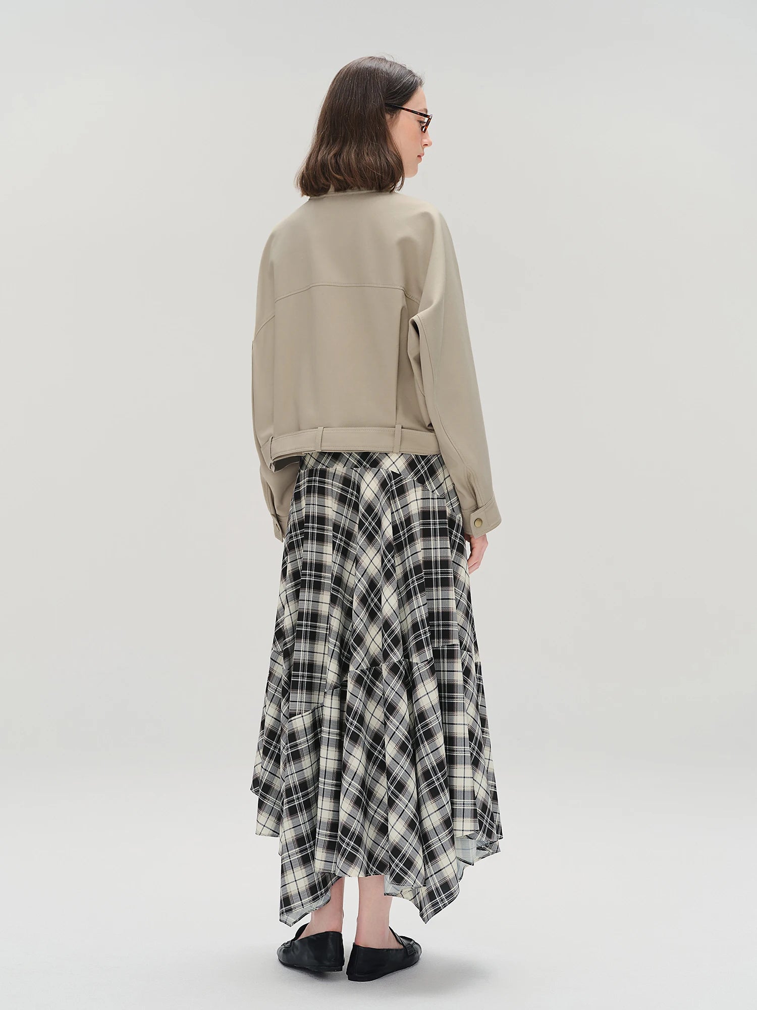 DUSHU American Style Buckled Stand Collar Belt Jacket Short Coat Women Vintage Tops 2025 Autumn Casual Coat