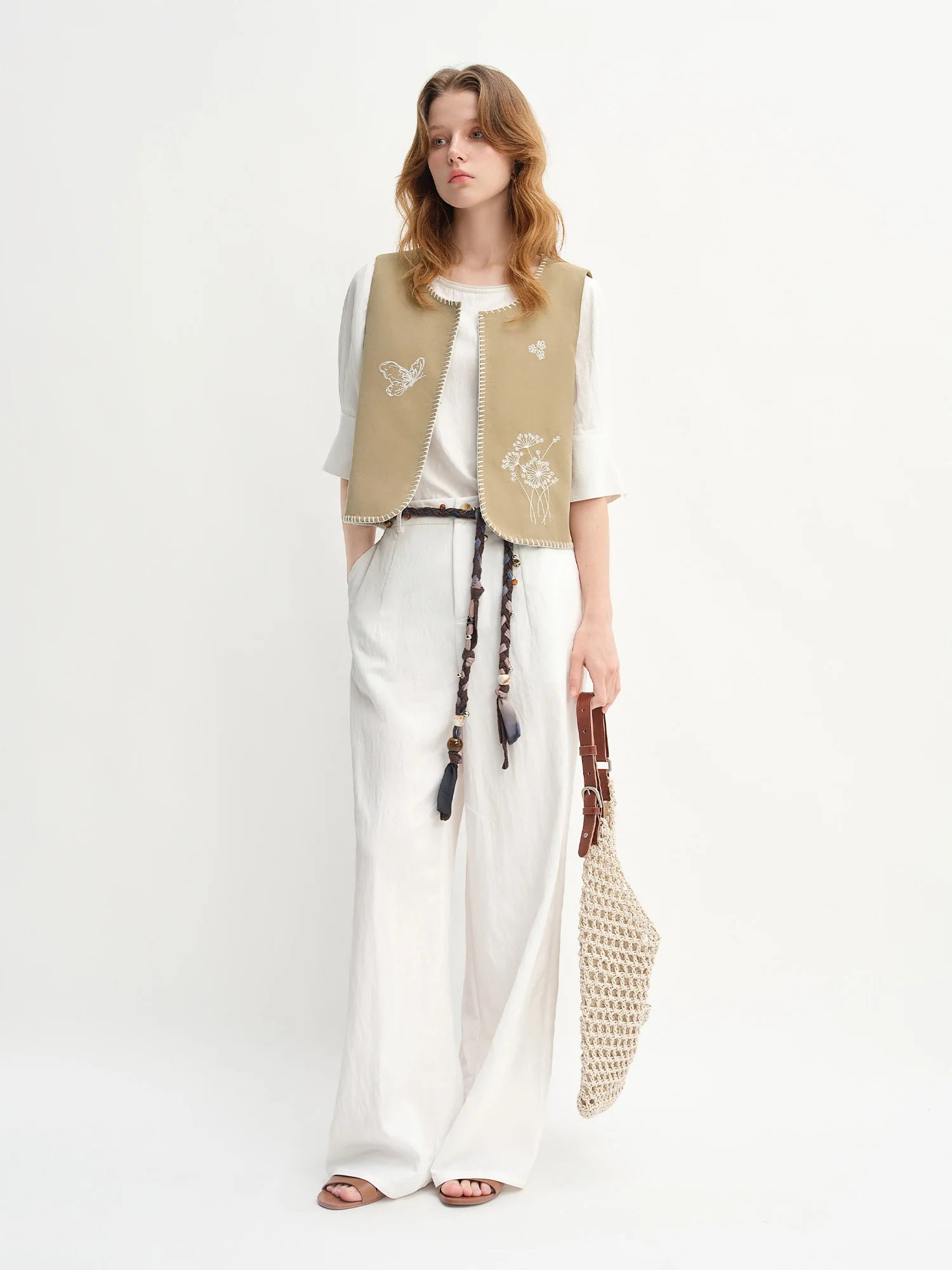 DUSHU Autumn 2025 Relaxed Fit Pants - Elasticated Waistback Flared Leg Casual Bottoms Office Chic Women Trousers