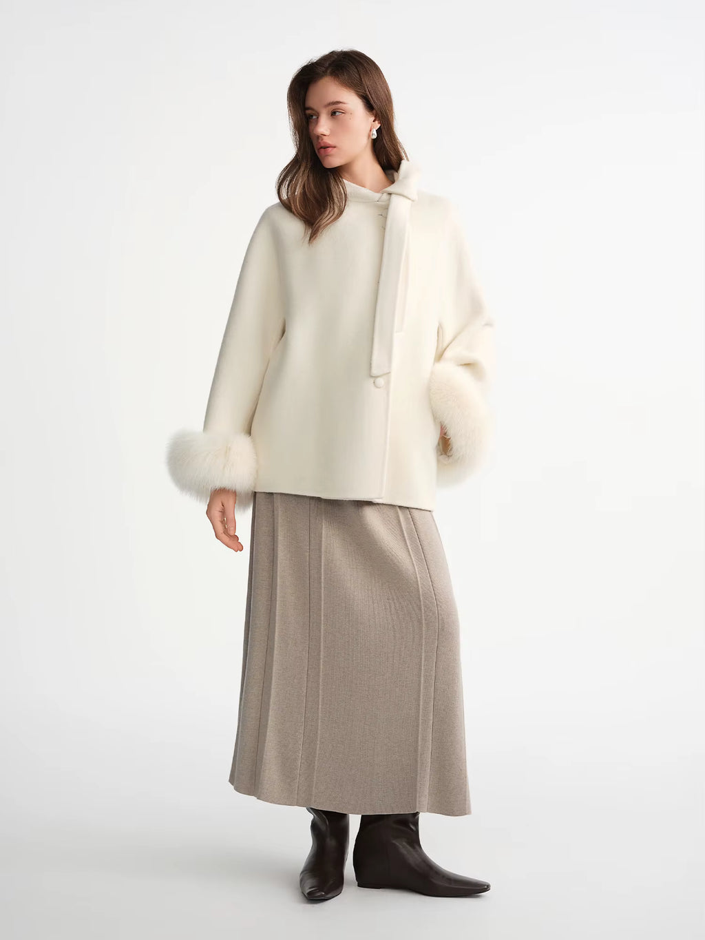 Winter 2025 Women's Double Faced Short Coat - Luxury Wool Blend Premium Tweed Jacket Casual Elegance for Daily Outwear