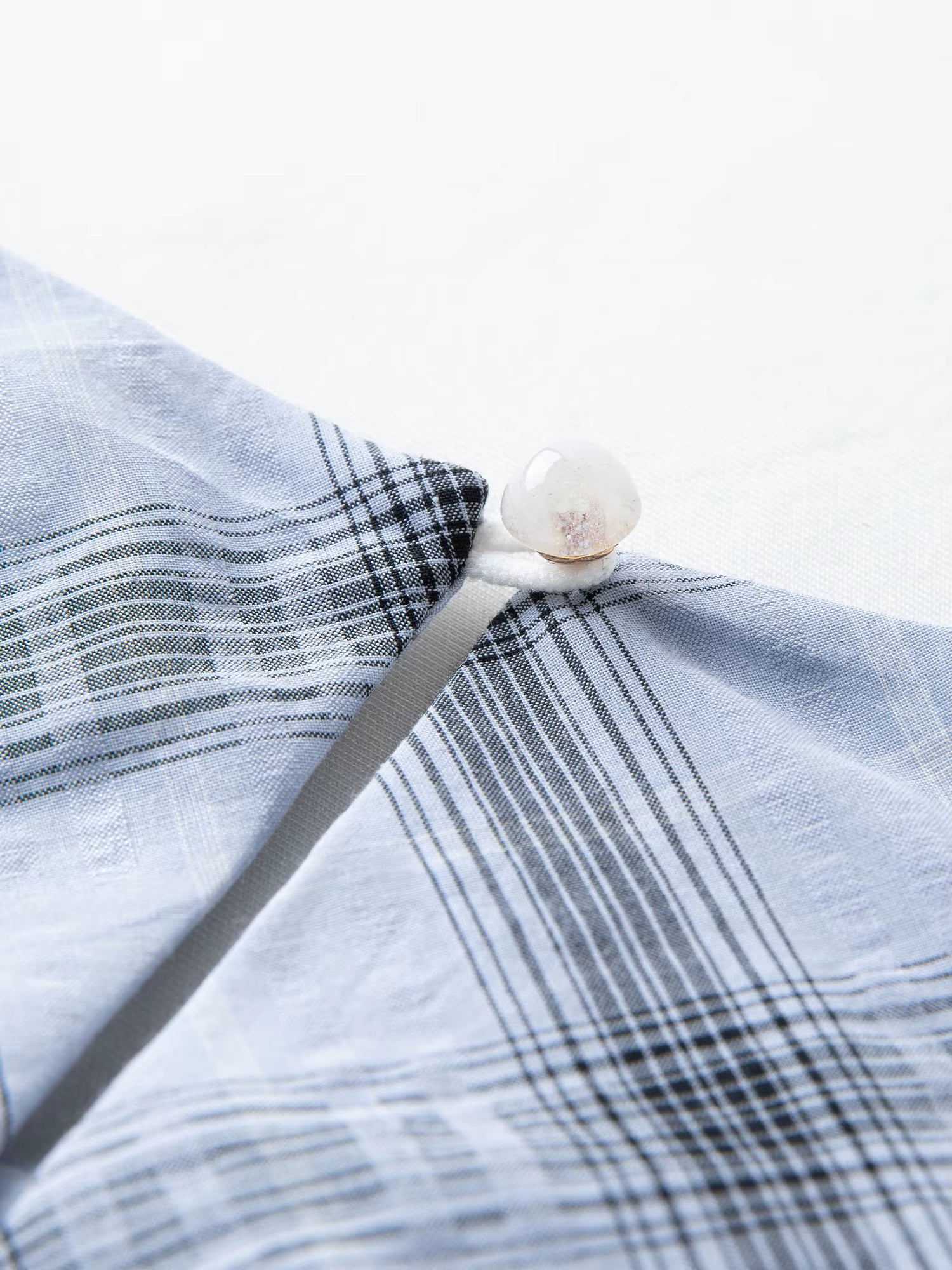 Retro Blue-grey Plaid Fitted Waist Tie Long-sleeved Dresses Women Slim Commuting Design Age-reducing New Winter Style 2025