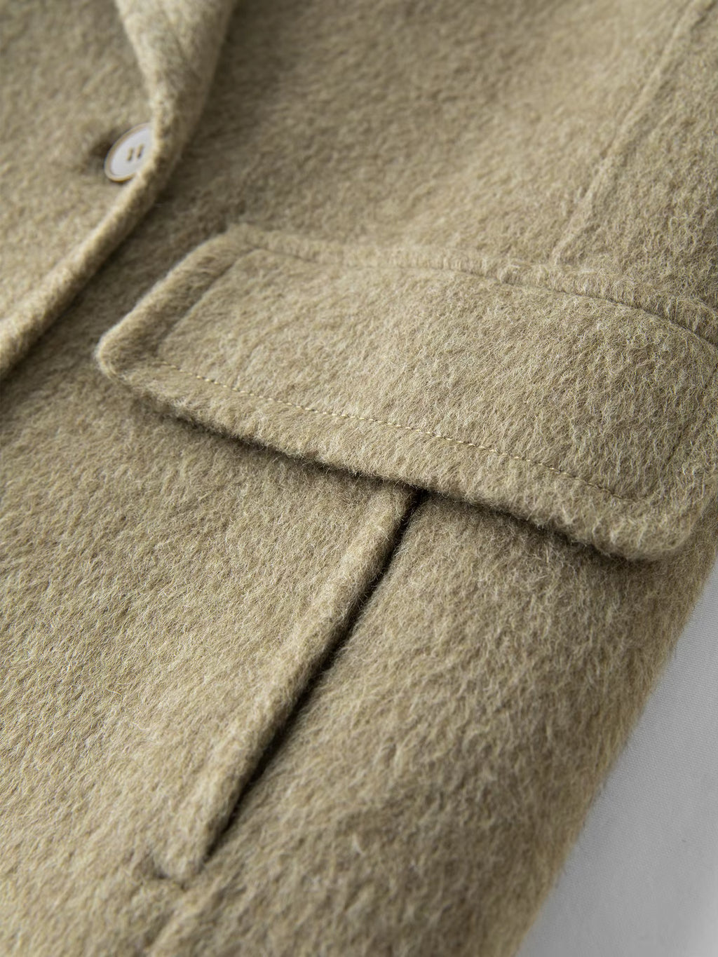 2025 Winter Women's Green Casual Commute Blazer Coat - Double-Faced Wool Blend Trench Outerwear for Daily Versatile Wear