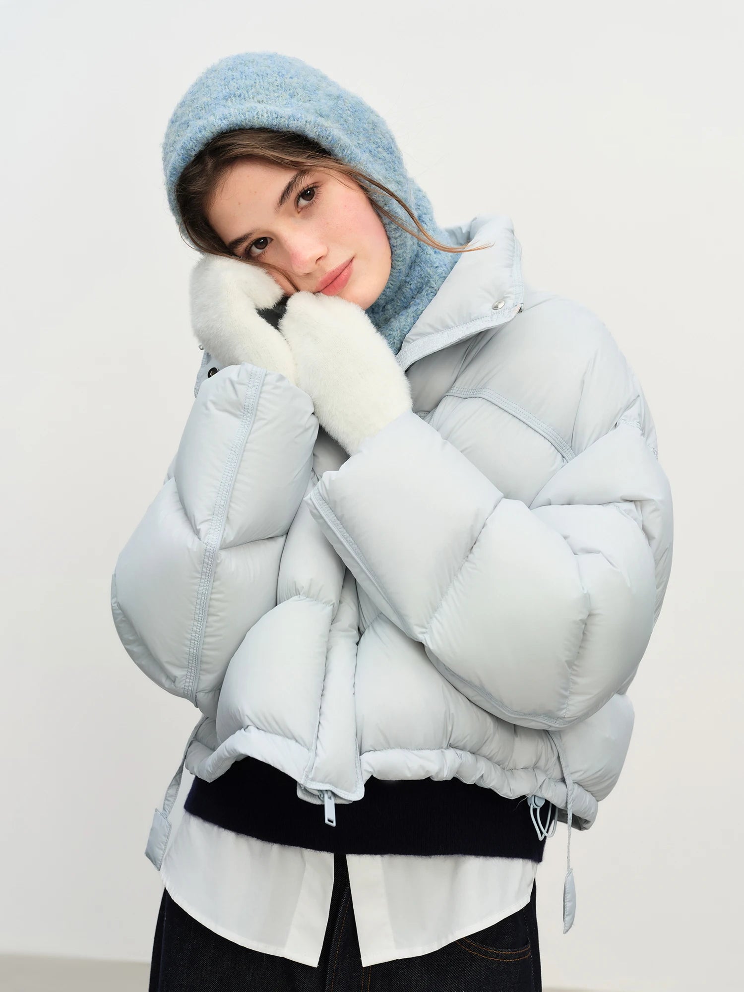 Winter 2025 Women Cloud-Like Puffer Coat - Stand Collar Short Down Jacket Lazy Chic Style Glossy Finish for Casual Comfort
