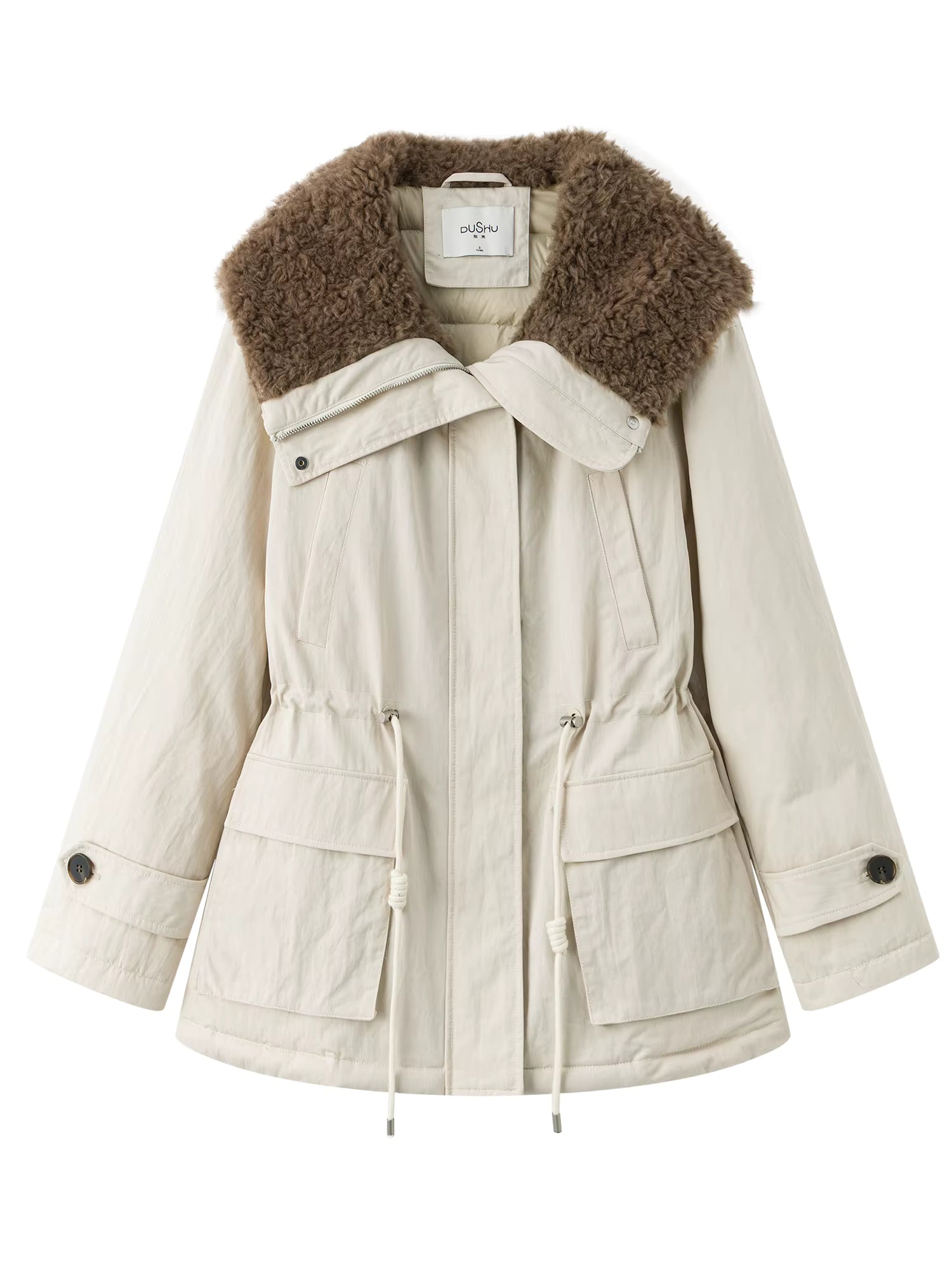 Plus Size 2025 Winter Women's Short Puffer Coat Faux Shearling Collar Parka Down Jacket Warm Thermal Bomber Outerwear