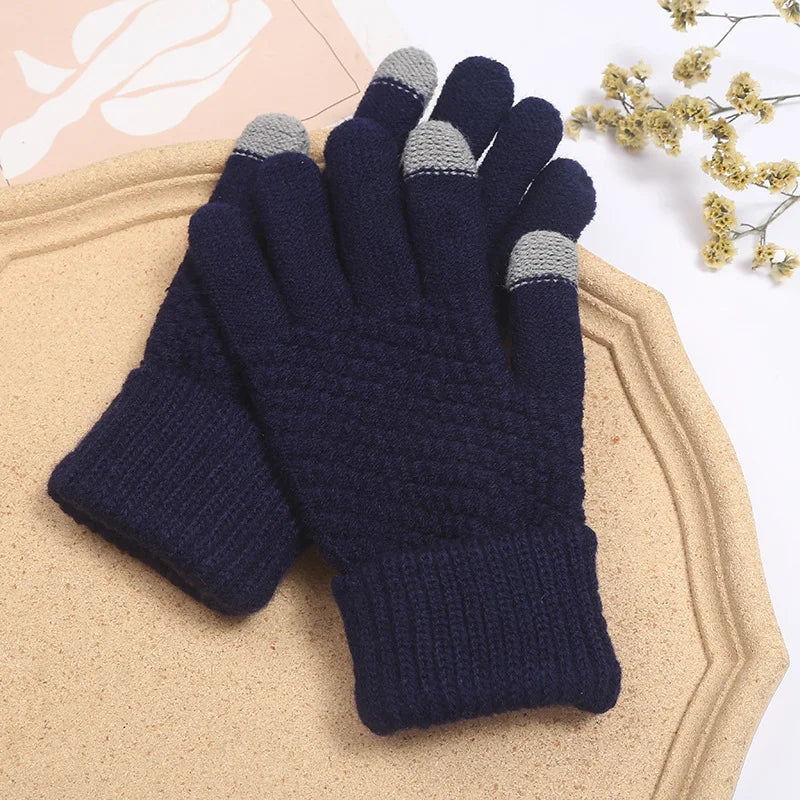 Womens Cashmere Knitted Winter Gloves Women Autumn Winter Warm Thick Touch Screen Skiing Outdoor Cycling Glove