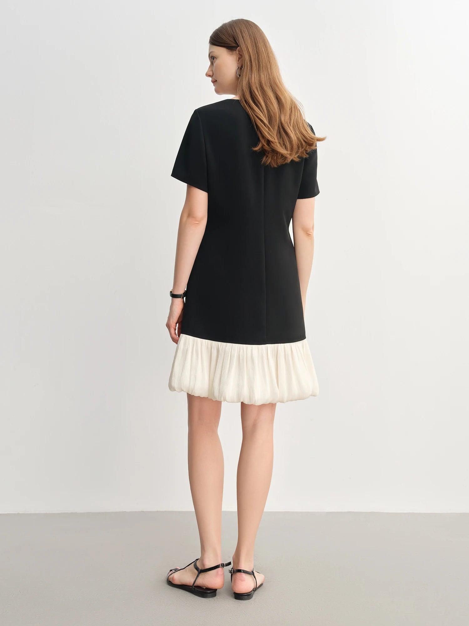 DUSHU Women Elegant Temperament Splicing Dress For Women 2025 Summer New French Style Cloud Dress Fashion Short Dress