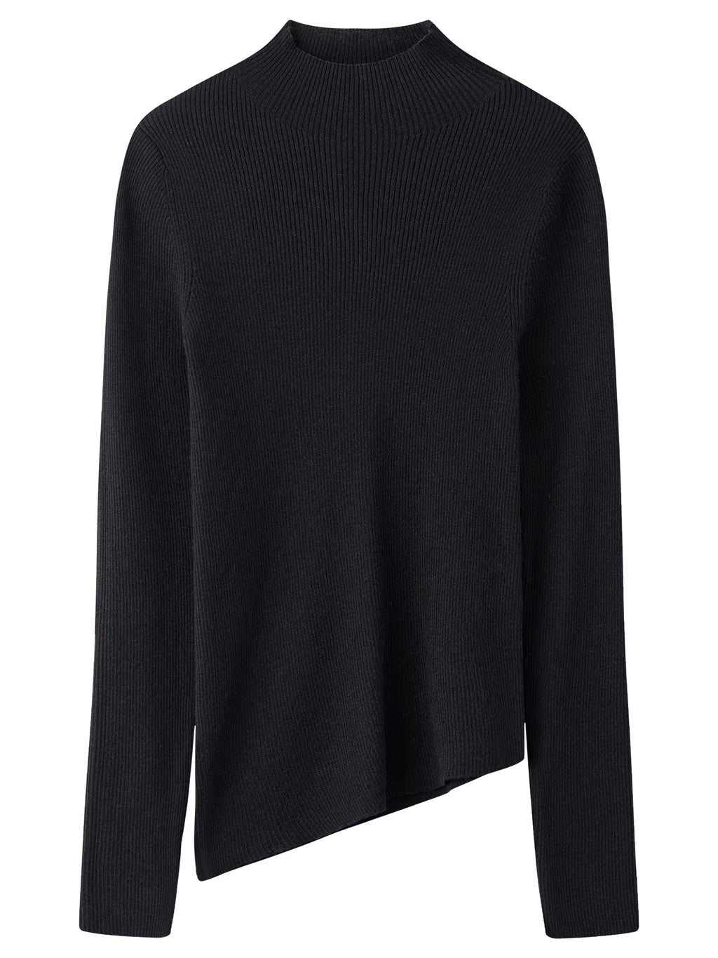Women's Asymmetric Hem High Neck Wool Sweater 2025 Winter New Thermal Knit Top Slim Fit Casual Warm Pullover