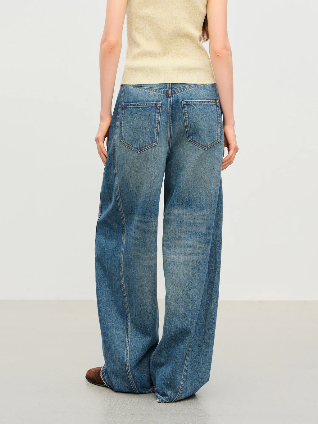 FSLE【Premium Series】New Women Retro Loose Flare Jeans High Waist Vintage Denim Pants Autumn Wide Leg Y2K Streetwear With Belt