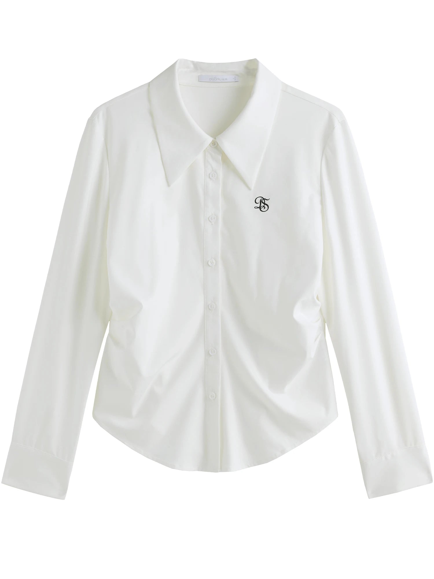 DUSHU Women's College Style Elegant Solid Color Simple Shirt 2024 Autumn New All-match Casual Slim Layered Shirt 24DS83083