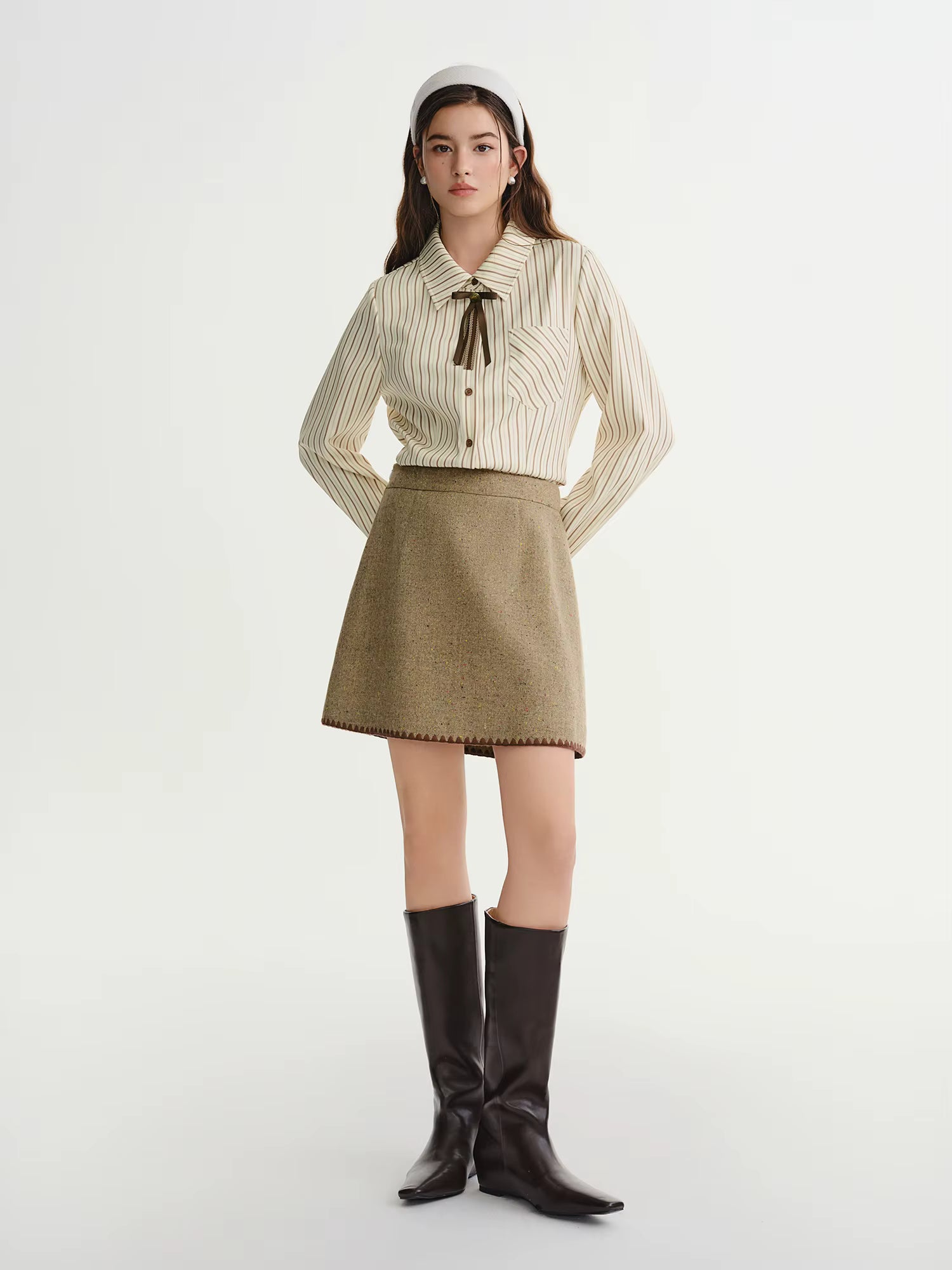 Maple Syrup Madeleine Women's Skirt Sets Colorful Plaid Winter Coat 2025 New Arrival Preppy Style Commuting Streetwear