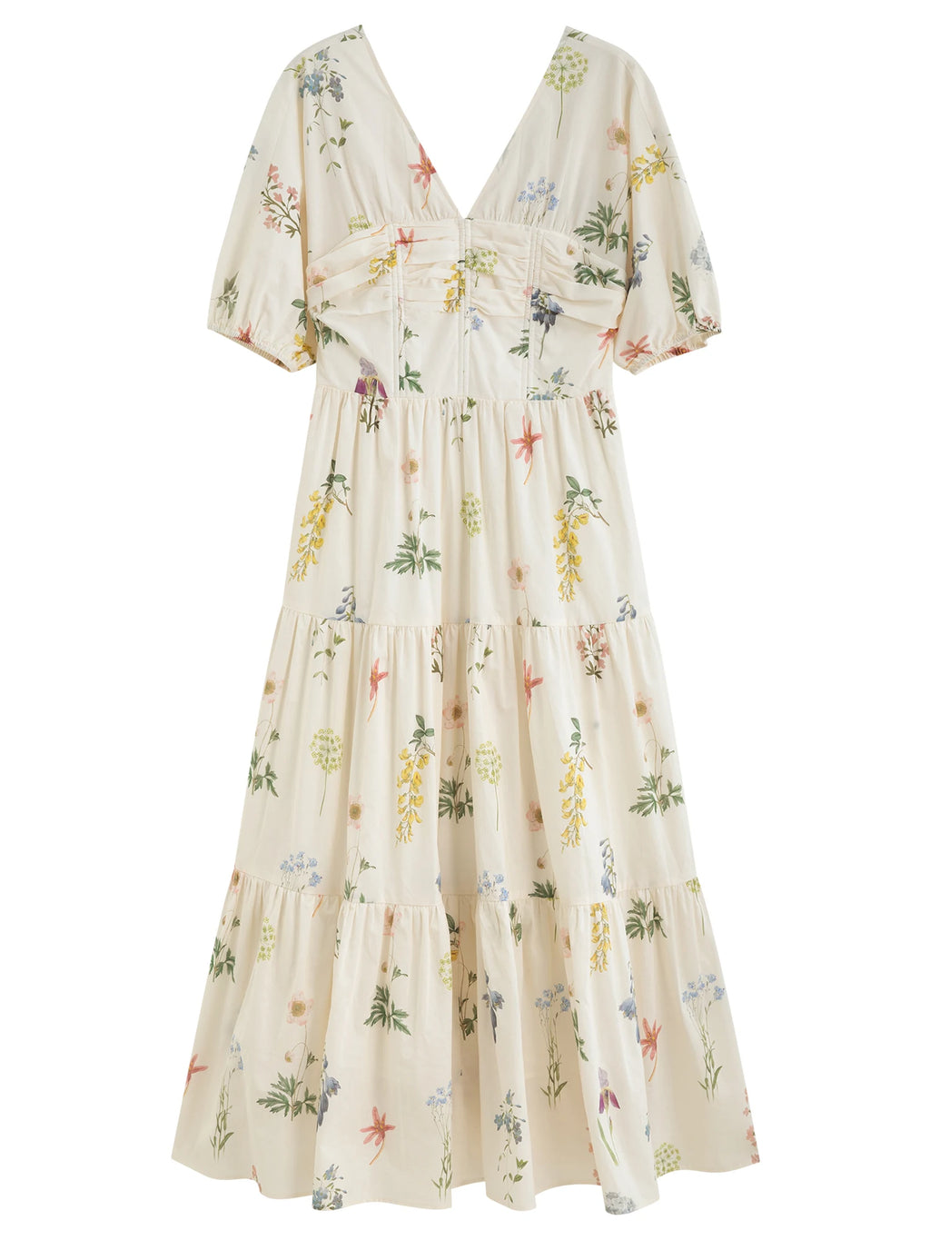 FSLE Holiday Season Pastoral Style Flower Print V-neck Dress Female 2025 Summer New Country Concert Outfits Dress