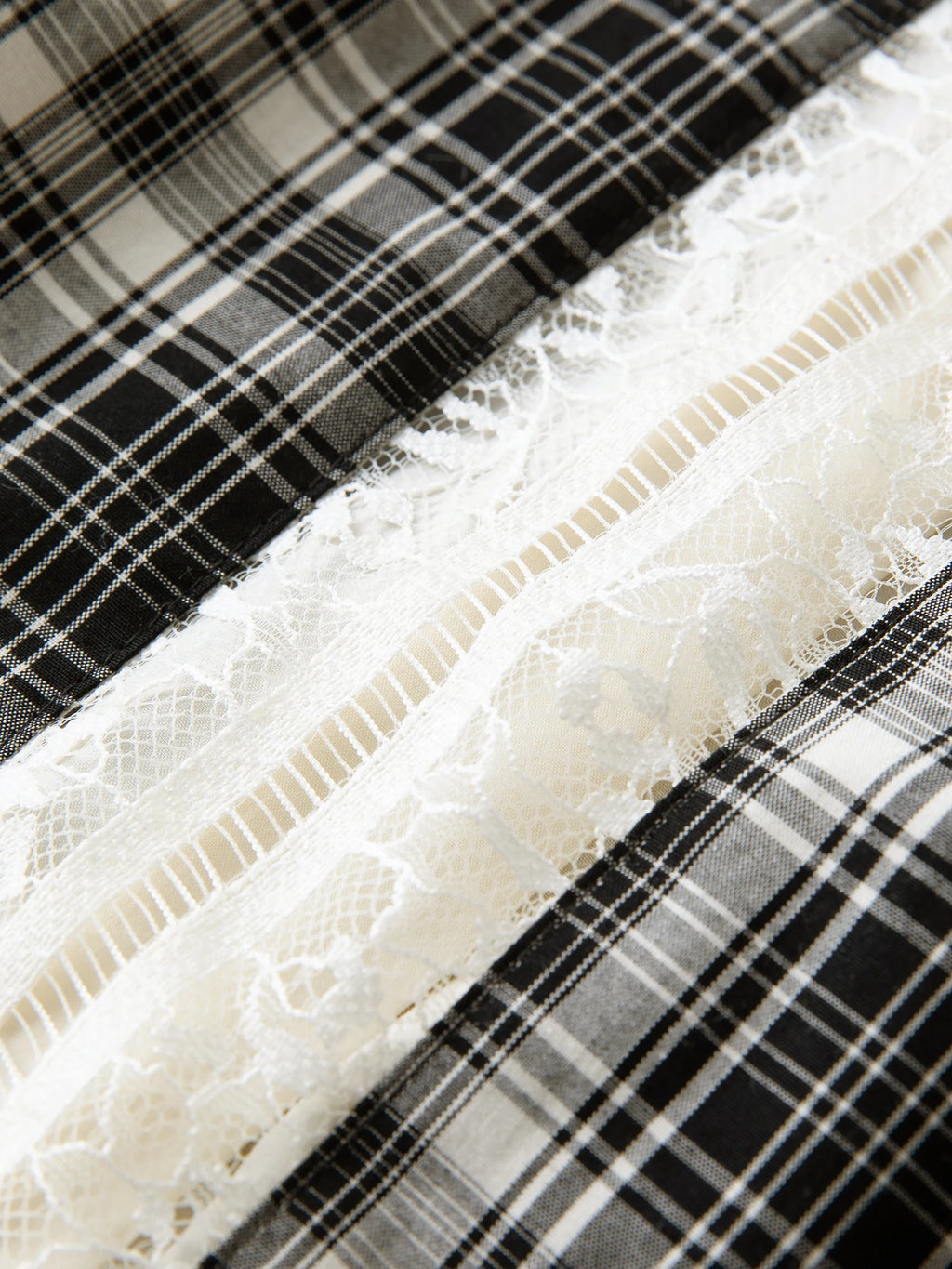 DUSHU Lace Peter Pan Collar Plaid Dress Women 2025 Autumn New Style Long Sleeve Knee Length Vintage Girlish British Style