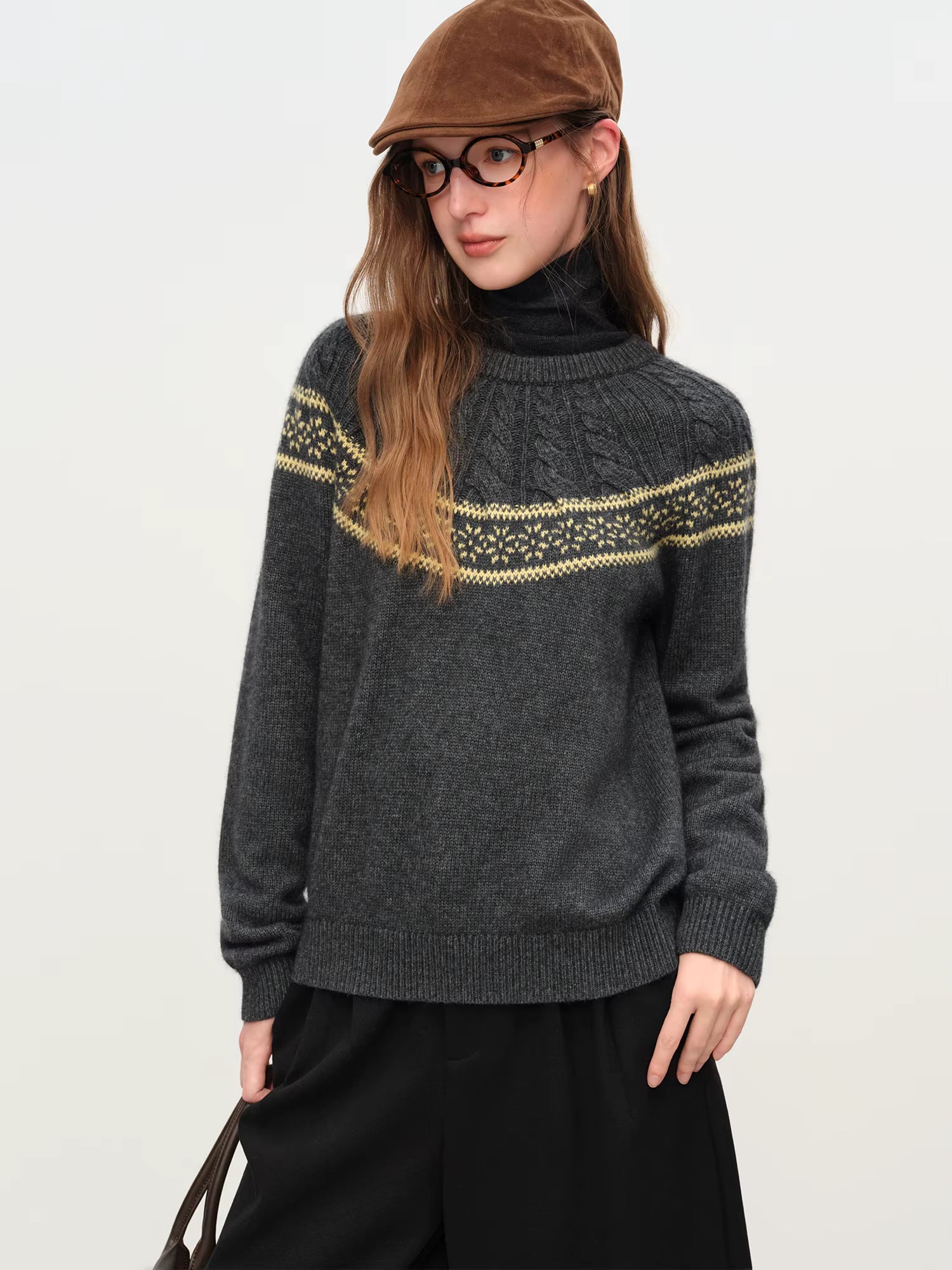 Christmas Retro Fair Isle Color Block Knit Sweater Women 2025 New Winter Round Neck Pullover Cozy Y2K Holiday Fashion Gift