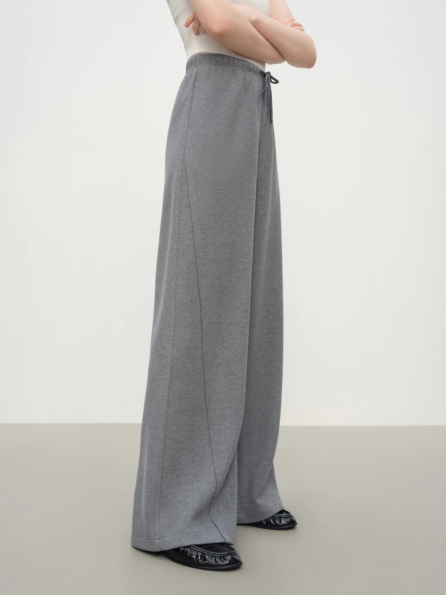 FSLE Relaxed Lazy Straight-leg Versatile Knitted Casual Pants Women Solid 2025 Winter New Slim Pants