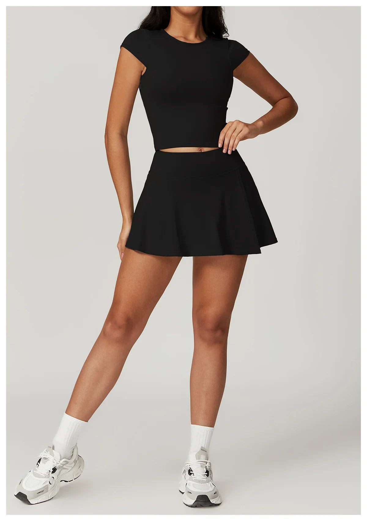 Tight Tennis Skirt Set Yoga Clothing Anti-Shine Bottom Pants Set Quick Dry High Waisted Hip Lifting Running Fitness Exercise Set