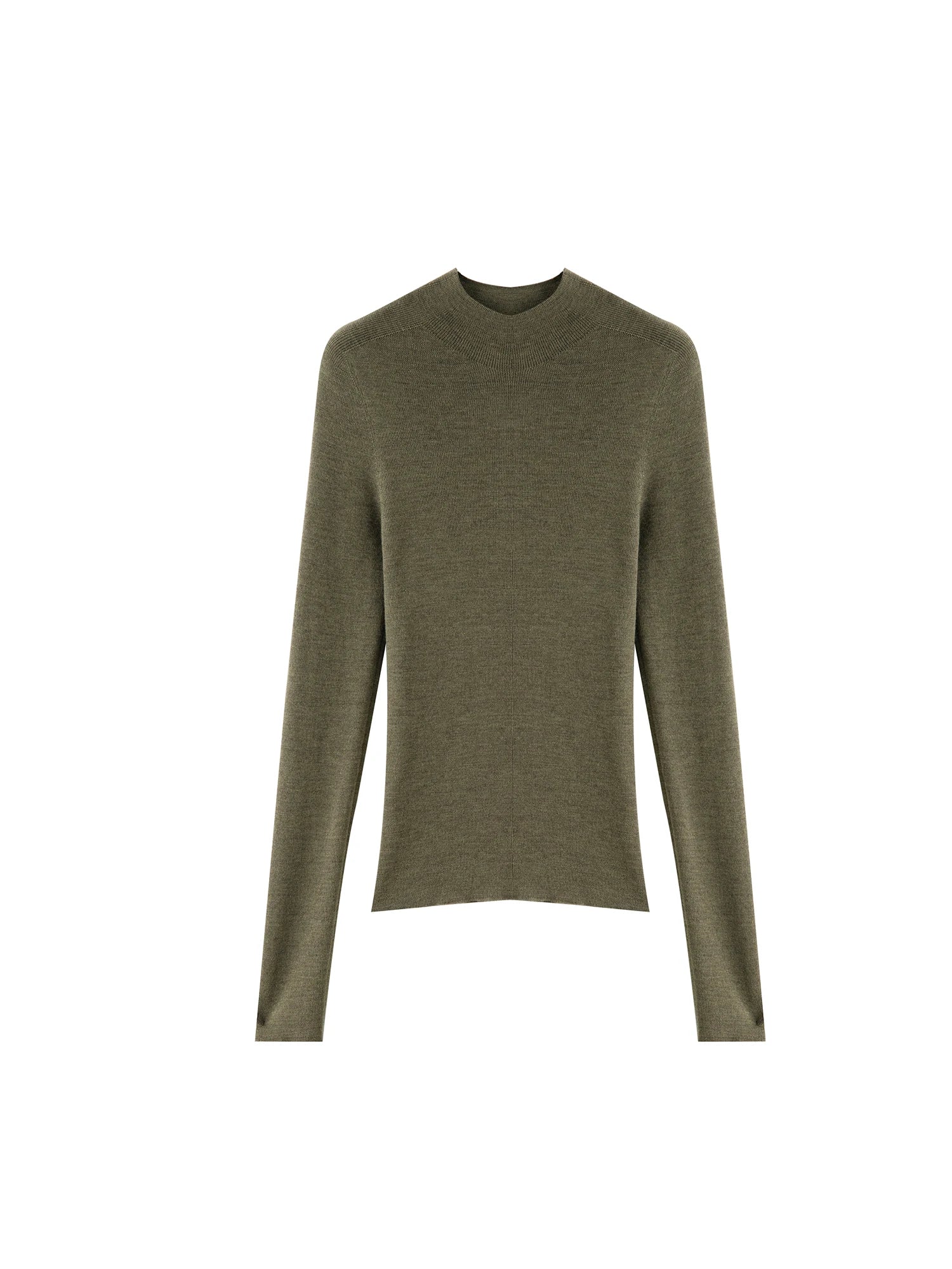 ZIQIAO Wool Sweater for Women Autumn and Winter New 18 Needle Nude Seamless Knitted Bottoming T-shirt