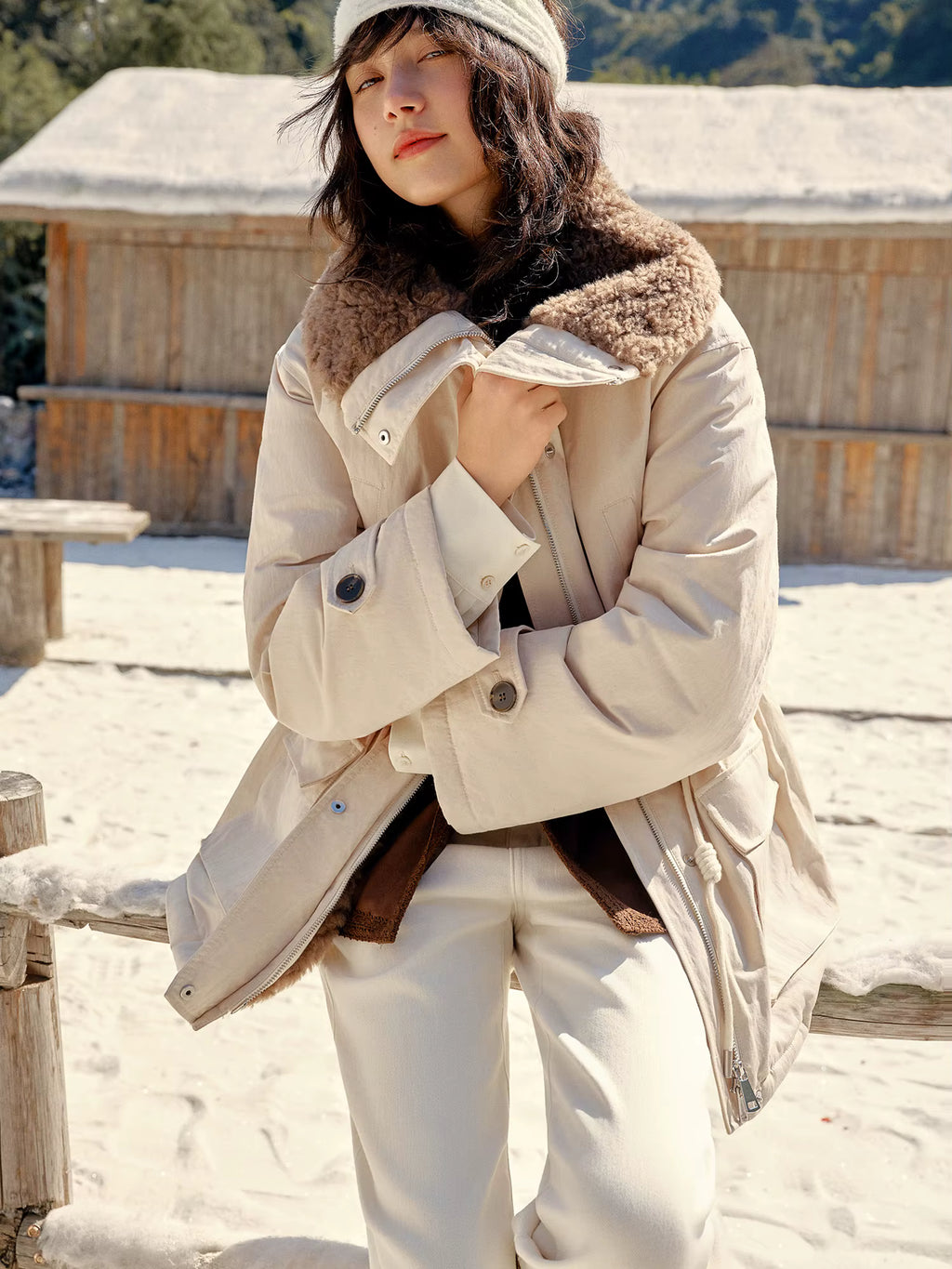 Plus Size 2025 Winter Women's Short Puffer Coat Faux Shearling Collar Parka Down Jacket Warm Thermal Bomber Outerwear