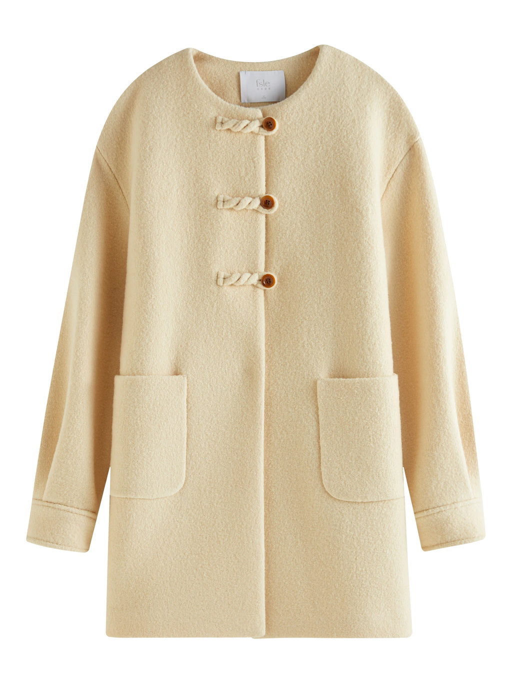 FSLE 86.7% Wool Blend Twisted Round Neck Woolen Coat For Women Autumn Winter 2024 New Design Elegant Style Chic Coat 24FS14472